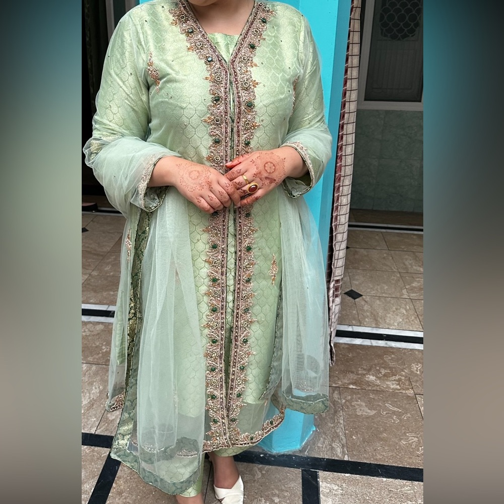 Pakistani Green / pistachio Embroidered suit